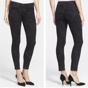 Vince Denim Dylan Skinny Leg Ankle Black Floral Jeans Women's 27 / 4